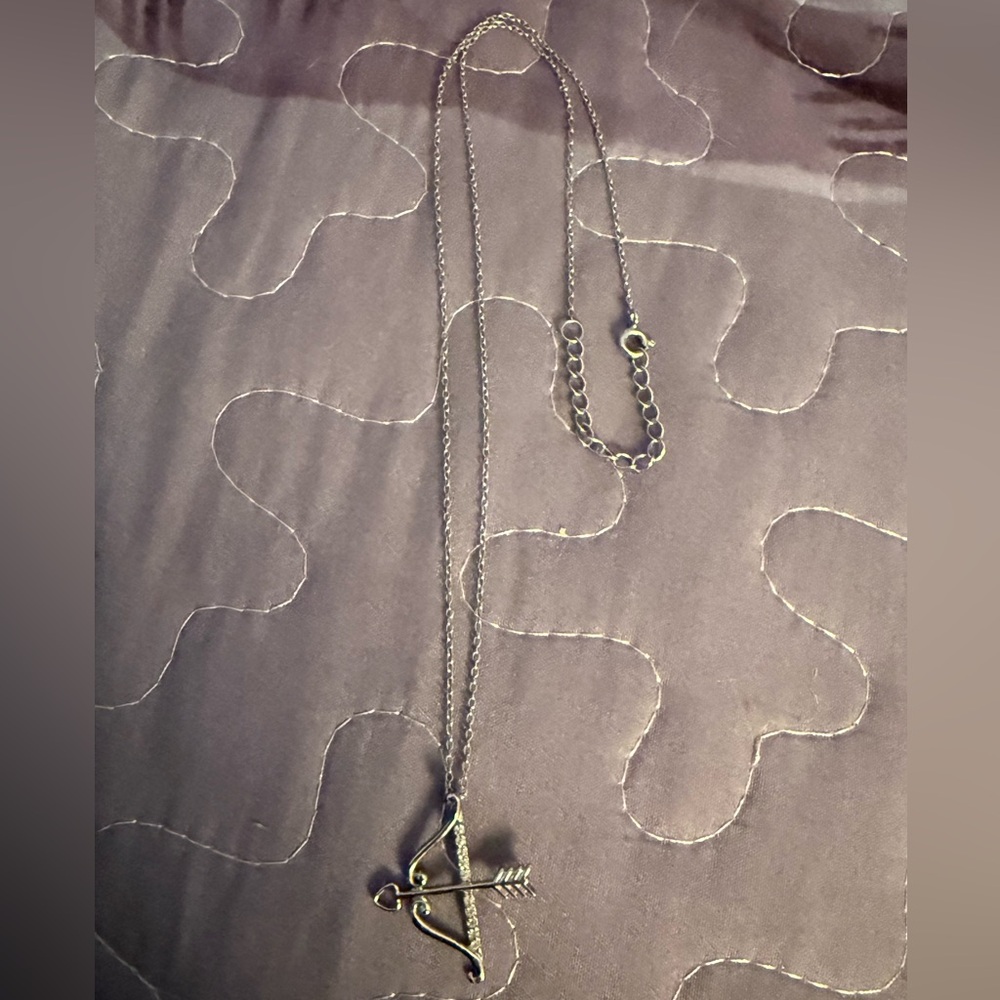 Sterling Silver Bow and Arrow Pendant Necklace